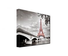 Deine bilder24 – Mural XXL reclamo roja torre Eiffel Paris 50 x 50 cm sobre Lienzo y Bastidor. La mejor calidad, hecho a mano en Alemania.