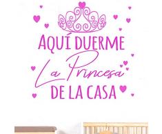 Docliick® Frase Vinilo habitación infantilAQUÍ DUERME LA PRINCESA DE LA CASA Vinilos decorativos vinilo frases motivadoras para pared.Pegatina de pared DC-18019 (30x20cm)