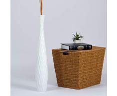 Leewadee Jarrón De Suelo Grande para Ramas Secas Decorativas Florero Alto De Piso Decoración Casa 75 cm, Madera de Mango, Blanco