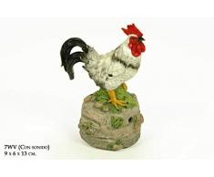 CAPRILO Figura Decorativa de Resina Gallo con Sonido Adornos y Esculturas. Decoración Hogar. Animales. Regalos Originales. 9 x 6 x 13 cm. IB 5