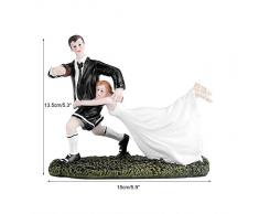 Estatuilla de los pares del rugbi del novio de la novia del baile para los coleccionables de la boda de las tortas de boda Topper