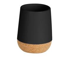 Umbra 023860-040 vaso para cepillos de dientes con tapón de corcho de cerámica con diseño de masa en el suelo, colour negro