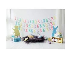 EdCott 8x6.5 pies Día Pascua Telones Fotografía Lindo Conejito Pascua Corte Papel Colorido Huevos Pascua Nido Cesta Decoración habitación Pascua Niños recién Nacidos Adultos Estudio fotografía