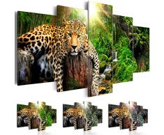 Cuadro 200x100 cm - 3 tres colores a elegir - XXL Format - TOP - lienzo tejido-no tejido - 5 Partes - Cuadro su lienzo tejido-no tejido - Impresion en calidad fotografica - Animal Leopard Naturaleza g-C-0031-b-n 200x100 cm