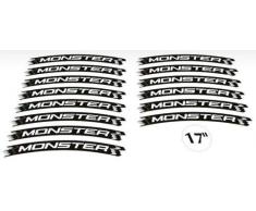 Set Tiras Adhesivo Compatible para Ruedas 17 Moto Ducati Monster-Amarillo Fluo