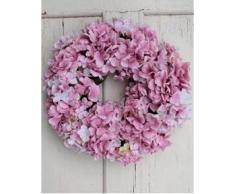 Set 2 x Corona de hortensias artificiales sobre mimbre, rosa, Ø 35 cm - 2 unidades de Guirnalda decorativa / Composición floral - artplants