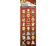 Unique Party 50579 Emoji refranes Puffy Pegatinas (Pack de 24) , Modelos/colores Surtidos, 1 Unidad