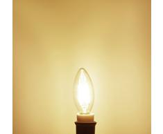 10X Filamento LED Iluminación Bombillas 450lm Edison Bombilla LED de Casquillo E14 Consumo C35 4W LED Vela Bombilla (equivalente a 40W) E14 Base Bulbo de luz Blanca Cálida (3000K)