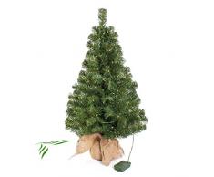 artplants.de Mini árbol de Navidad VARSOVIA con Leds, Saco de Yute, 90cm, Ø 50cm - Abeto Artificial - Pequeño Abeto Decorativo