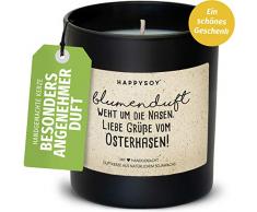 Happysoy - Vela aromática de Pascua en Vaso de Cristal con Texto de Soja - 100% Hecha a Mano Natural - un pequeño Regalo sostenible para Pascua - Feliz Pascua