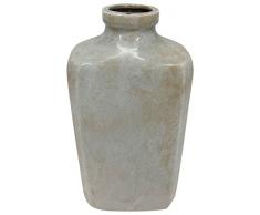 Moycor Tian Jarrón Alto, Cerámica, Gris Claro y marrón, 16,5x11,5x29,5