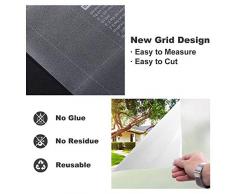 rabbitgoo Vinilo Ventana Privacidad, Esmerilado Vinilo Translucido Cristal Adhesivo Plus Rejilla Espaciada Cuadriculas Protector Privacidad Luz Solar Pegatina Decorativa contra UV 90x200CM