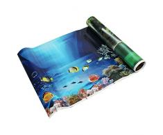 SODIAL(R) Fondo fresco del mar azul Poster de paisaje del oceano de acuario Fondo del tanque de pez