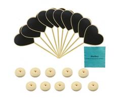 makhry 10pcs boda fiesta Mini Heart-shape Pizarra con soporte para número de mesa etiqueta de precio tablero de mensajes Tarjeta de Lugar Favor Tag (Burly – Madera)