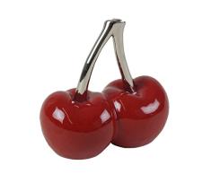 Moderna escultura cereza doble Cherry de cerámica rojo/plata altura 16 cm