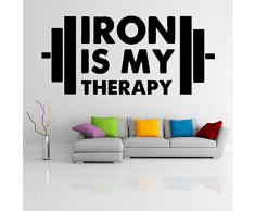(60 x 27 cm) de vinilo adhesivo decorativo para pared con texto en inglés de hierro Is My motivación terapia/Fitness/oveja de peluche con sonajero diseño de raquetas de Decor Adhesivo/motivador diseño de letras + incluye figura