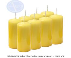 Aura Sunflower - Vela de Pilar (50 mm x 100 mm), Color Amarillo