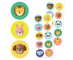 Animales Niños Pegatinas (Perros, Gatos, Leones, Elefantes) - 10 diseños, 20 Hojas, 200 Pegatinas