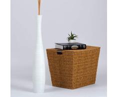 Leewadee Jarrón De Suelo Grande para Ramas Secas Decorativas Florero Alto De Piso Decoración Casa 75 cm, Madera de Mango, Blanco