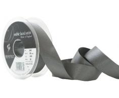 Cinta de satén de poliéster a doble cara Berisfords de 25 mm, color gris ahumado