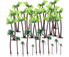 SERWOO 24pcs Modelo Árbol Mini Palmera Cocotero Artificial para Micro Paisaje Verde Paisajismo Adornos DIY Jardinería Acuario Miniatura Decoracion