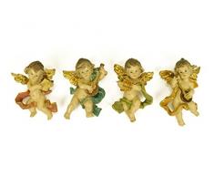 4 Figuras Decorativas Religiosas Pared Ángel Músico. 6 x 3 x 10 cm