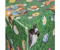 Mantel de Hule de Pascua, Redondo, Rectangular, Ovalado, en Diferentes tamaños, se Vende por Metros, Mantel de Cera, Primavera, Huevos de Colores, Mehrfahrbig, 140 x 50 cm Eckig