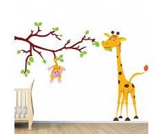 (100 x 73 cm) diseño de mono en vinilo de pared adhesivo de vinilo para niños ramas de jirafa/Art Home Baby animales de Vinilo / + incluye patrones de costura para la habitación de los niños Decor figura decorativa y calcomanías para regalo al azar!