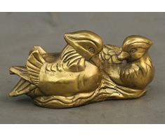 YUNHAO Figura decorativa de latón chino con diseño de mandarina y pato