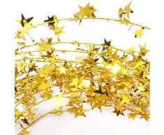 Cosanter Alambre de Hierro Espumillón para Cinta de árbol de Navidad Navidad Colgar Decoración Adornos de Navidad (Azul) 7m