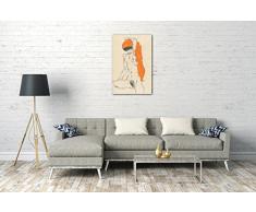 Printed Paintings Impresión Sobre Lienzo (60x80cm): Egon Schiele - Desnudo de pie con Cortinas na