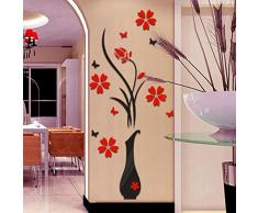 OHQ Pegatina De Pared Pegatina De Pared EstéReo DIY Florero Flor Del áRbol AcríLico 3D Pegatinas De Pared CalcomaníA DecoracióN Para El Hogar (Negro)