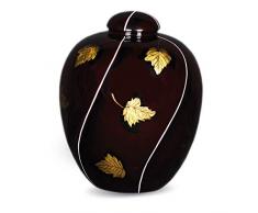 Aesthetic Urns Urna estética de Fibra de Vidrio para Cenizas, jarrón de cremación Pintado a Mano con Hojas, urna funeraria Moderna, Gran Recuerdo para Adultos