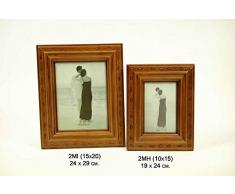 CAPRILO. Set de 2 Marcos de Fotos Decorativos de Madera y Cristal Marrones. Portarretratos. Portafotos, Regalos Originales de Comunión y Bautizos. Decoración Hogar. Foto 10 x 15 y 15 x 20 cm. IB 8