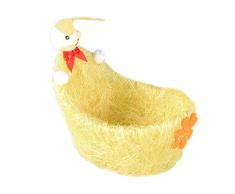 Toyvian Relleno portátil de la Cesta de los Regalos de la Hierba de la Cesta de los Huevos de Pascua con la decoración del Conejo y de la Flor