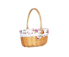Gorgebuy Canasta de Almacenamiento de Mimbre - Canasta Ovalada de Mimbre Tejida Canasta de Pascua Canasta de almacenaje Grande Canasta de Vino con asa Recolección de Huevos Cesta de Boda para Picnic
