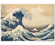 Panorama Póster Hokusai La Gran Ola de Kanagawa 70x50cm - Impreso en Papel 250gr -Póster Pared - Cuadros Decoración Salón - Cuadros Vintage -Póster Decorativos- Laminas Decorativas
