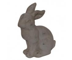 ecoSoul - Figura Decorativa de Conejo de Pascua, cerámica, diseño Vintage, Color Gris y Blanco Antiguo, Grau Weiß, 25 cm Hoch