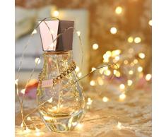 LEDGLE 10 PCS Cadenas de Luces, 3.9ft/1.2m 24 LEDs Luces Decorativas Blanco Cálido Con Pilas Decoración de Boda Fiestas Navidad Guirnaldas LED