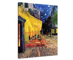 Bilderdepot24 foto lienzo Vincent van Gogh - Viejos Maestros "Terraza del café en la noche" 50x60 cm - totalmente enmarcado, directamente del fabricante