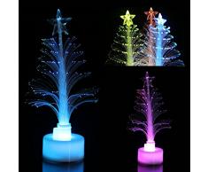 OULII Mini llevó árbol de Navidad decoración de mesa fiesta de Navidad de cristal