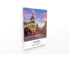 Panorama Lienzo Ciudad de Madrid Mensaje 21 x 30 cm - Impreso en Lienzo Bastidor - Cuadros Decoración Salón - Cuadros para Dormitorio - Cuadros Lienzos Decorativos - Cuadros Modernos