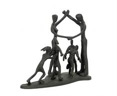 Aoneky Estatua Familiar de Metal - Figura Decorativa de Madre Padre Hijo Hija, Escultura Moderna Abstracta, Decoración del Hogar Casa Oficina, Figura Decorativa de Familia de 6, Negro