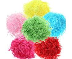 300 Gramos de Papel en Tiras Hierba de Cesta de Pascua Rellenos para Embalaje de Regalos Manualidades, 6 Colores