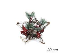 takestop® - Guirnalda de Estrella de Madera de 20 cm con Corona para Colgar, piñas, Pines, decoración de Navidad, Adornos, árboles, Puertas, Oficina, casa