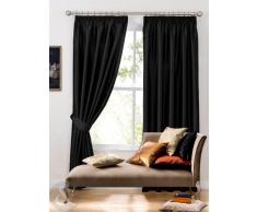 Just Contempo Cortina de Seda sintética - Plain Plisadas Cortinas con Anillas y Forro Negro Cortina 46 x 137,16 cm