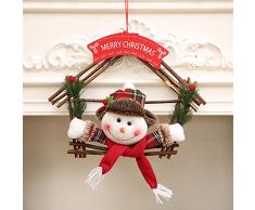 lzndeal corona de adviento decoración de Navidad puerta corona ornamentos muñeca de techo para árbol guirnalda de Navidad para la puerta de entrada (de muñeco de nieve/Pere Navidad & # xff09;