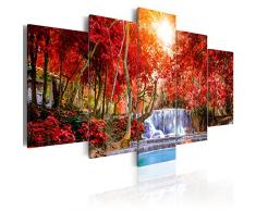 murando - Cuadro en Lienzo 200x100 - Impresión de 5 Piezas Material Tejido no Tejido Impresión Artística Imagen Gráfica Decoracion de Pared Cascada Naturaleza Paisaje c-B-0120-b-m