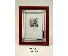 CAPRILO. Lote de 4 Marcos de Fotos Decorativos de Madera Oscura y Metal. Portarretratos. Portafotos, Regalos Originales de Comunión y Bautizos. Decoración Hogar. Foto 10 x 15 cm. IB