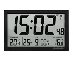 TFA 60.4510.01 Reloj Digital de Pared Negro con termómetro y Sensor Remoto tamaño XXL